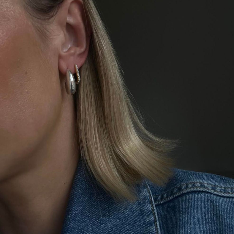 Pave Rectangular Hoops