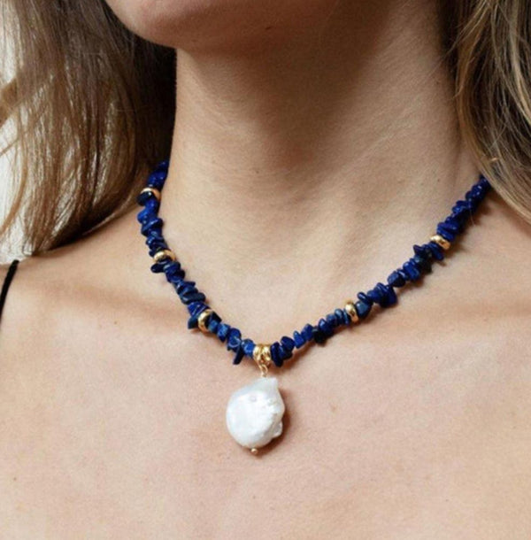 SS LAPIS FRESHWATER PEARL NECKLACE