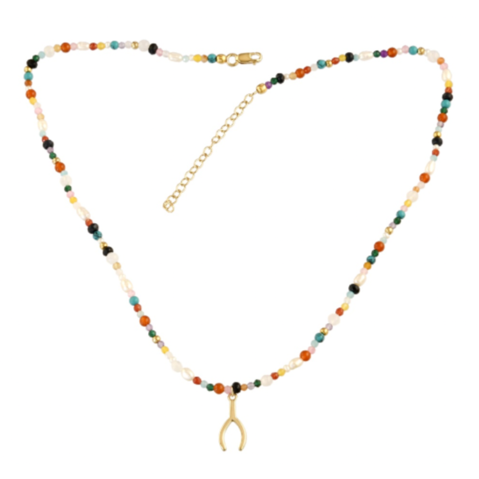 Wishbone Bead & Pearl Necklace