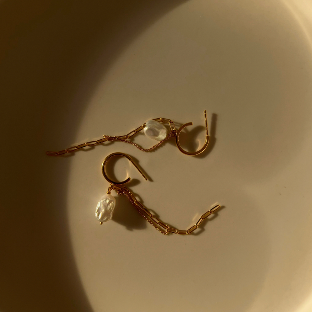 Enid Pearl Drop Hoops