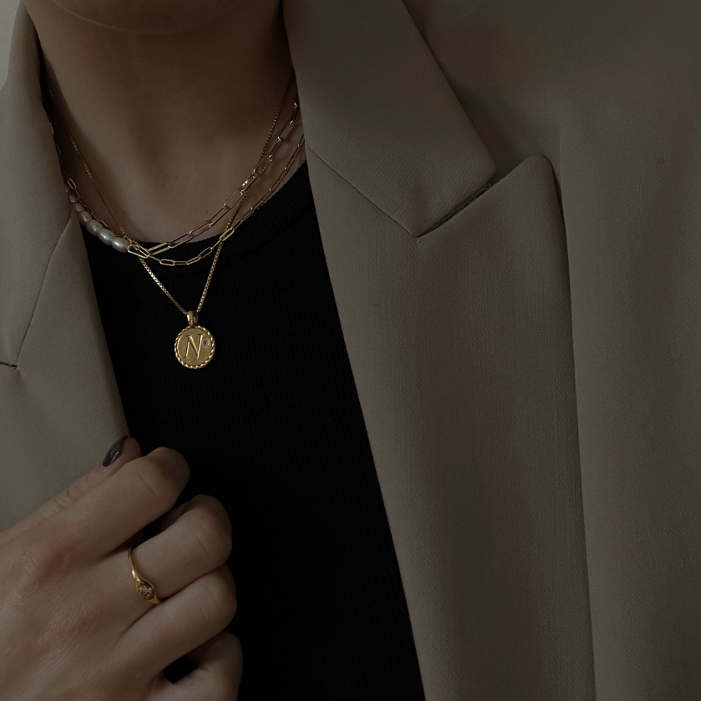 The White Topaz Letter initial Necklace