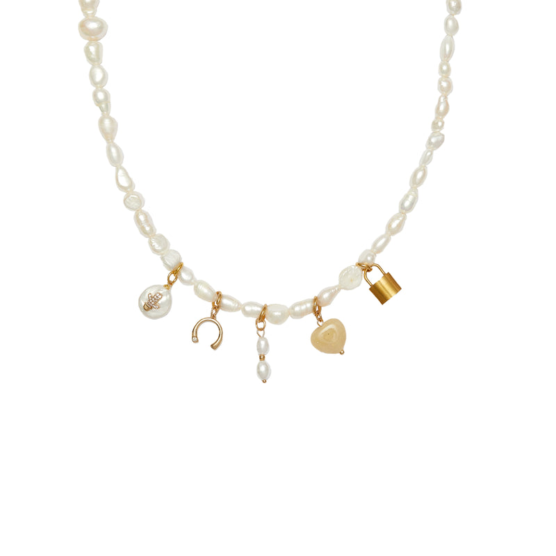 Lulu pearl charm necklace