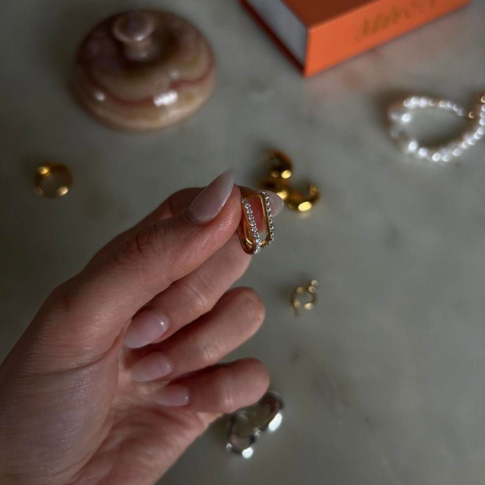 Pave Rectangular Hoops