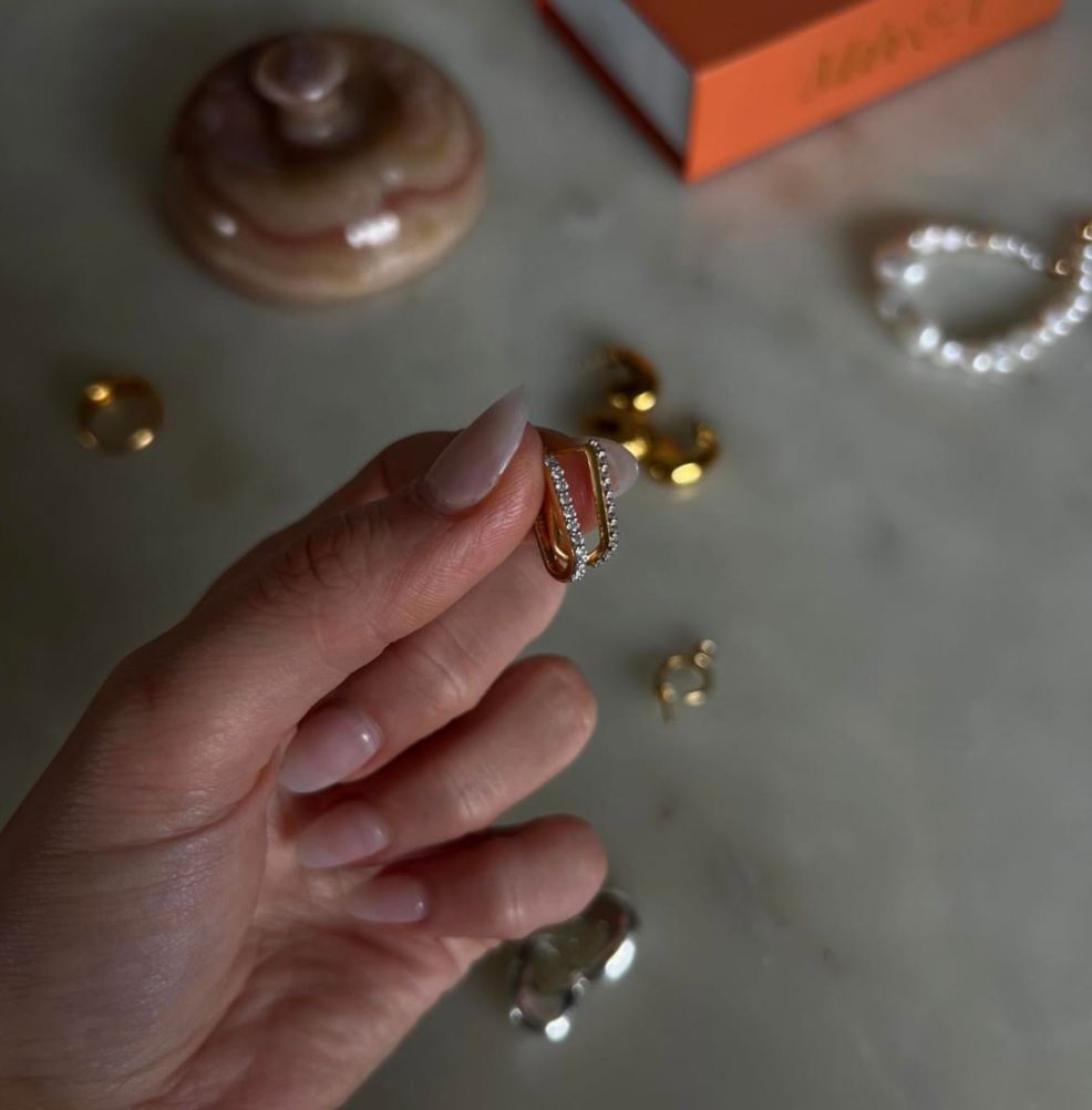 Pave Rectangular Hoops