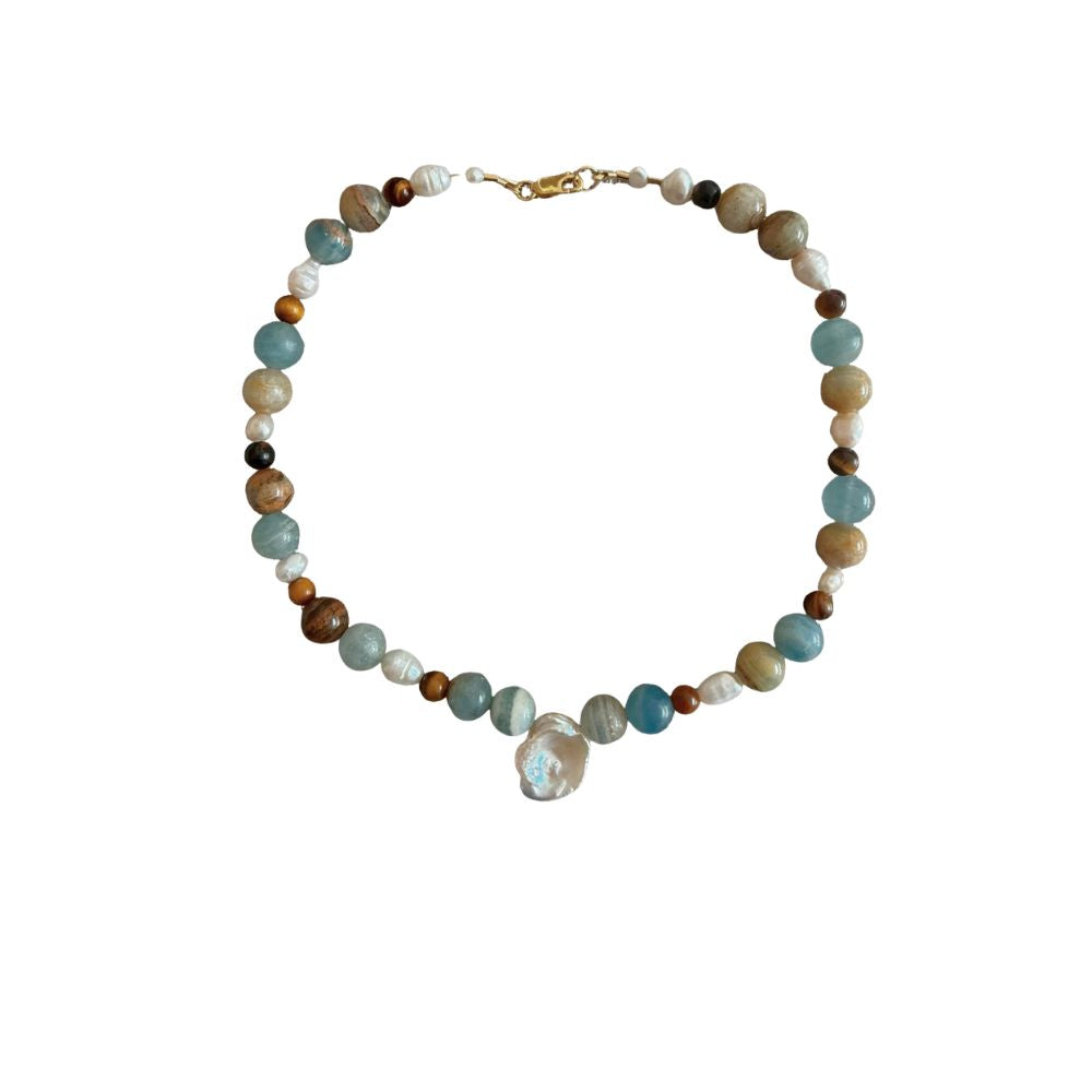 Mixed bead and pearl necklace