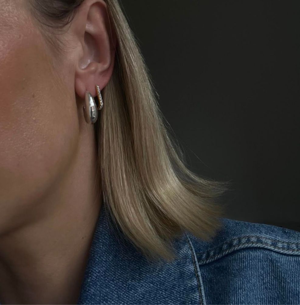 Pave Rectangular Hoops