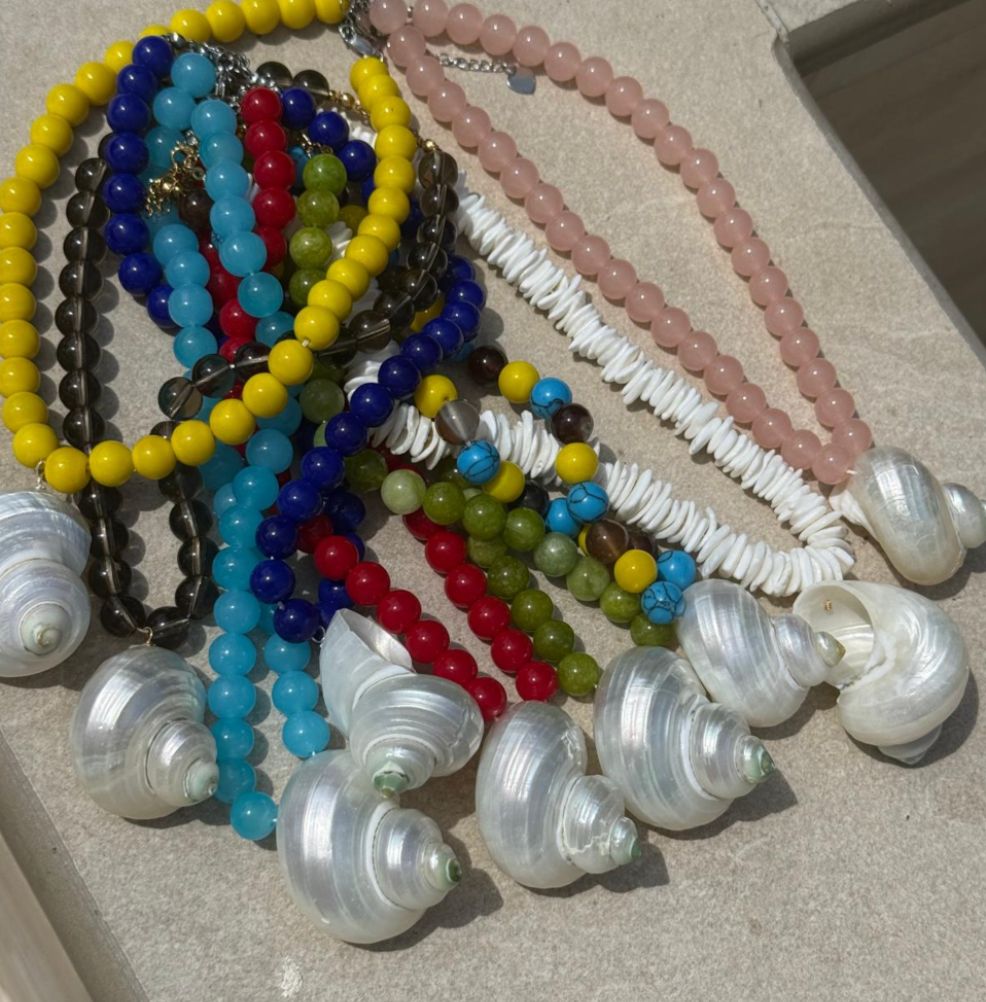 Yellow Beaded Shell Necklace