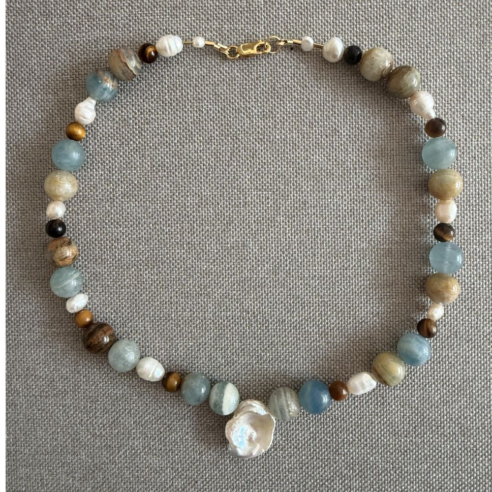Mixed bead and pearl necklace