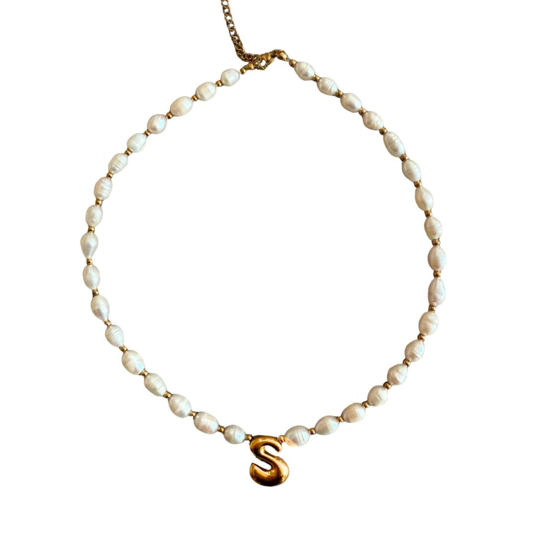 Bubble letter necklace- Gold