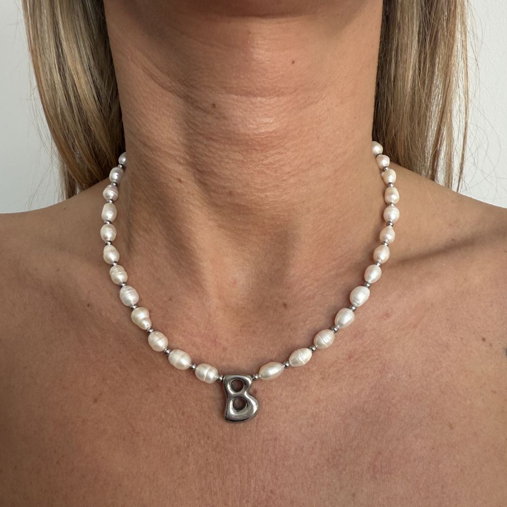 Bubble letter necklace- Silver