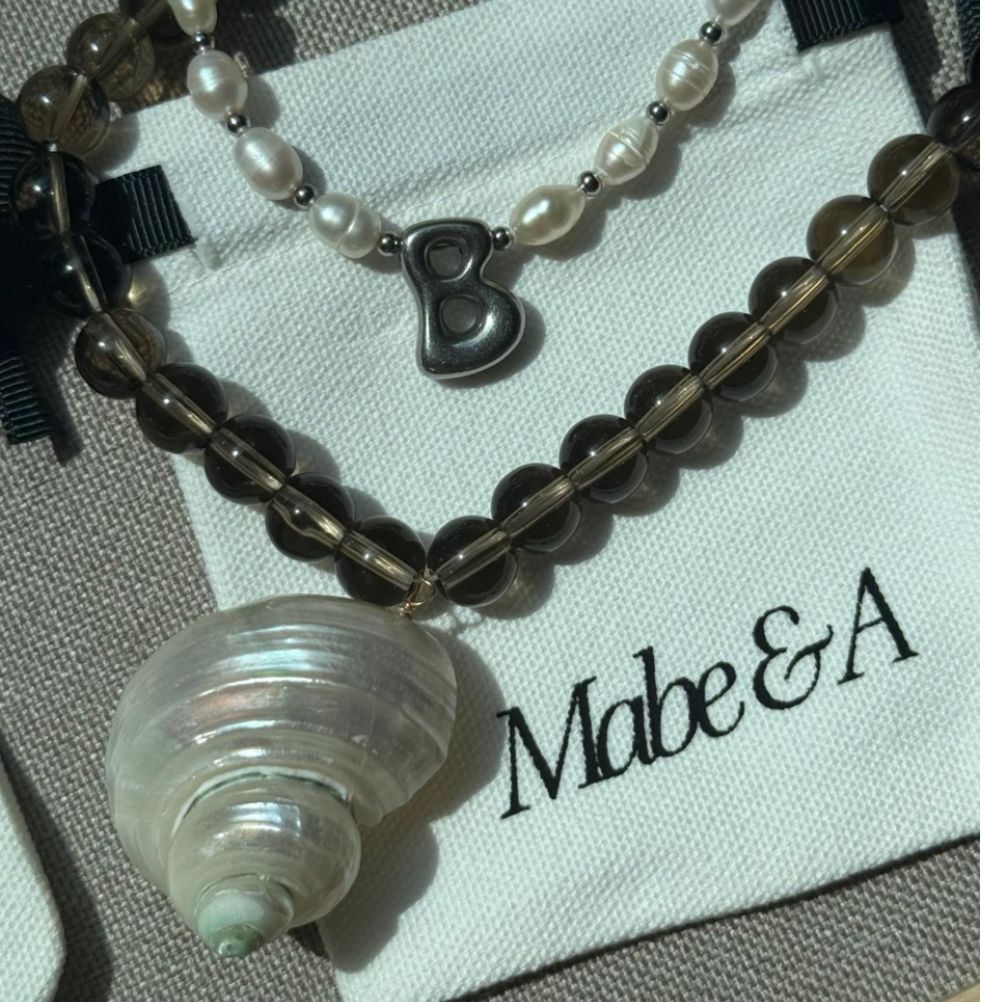 Clear Brown Beaded Shell Necklace