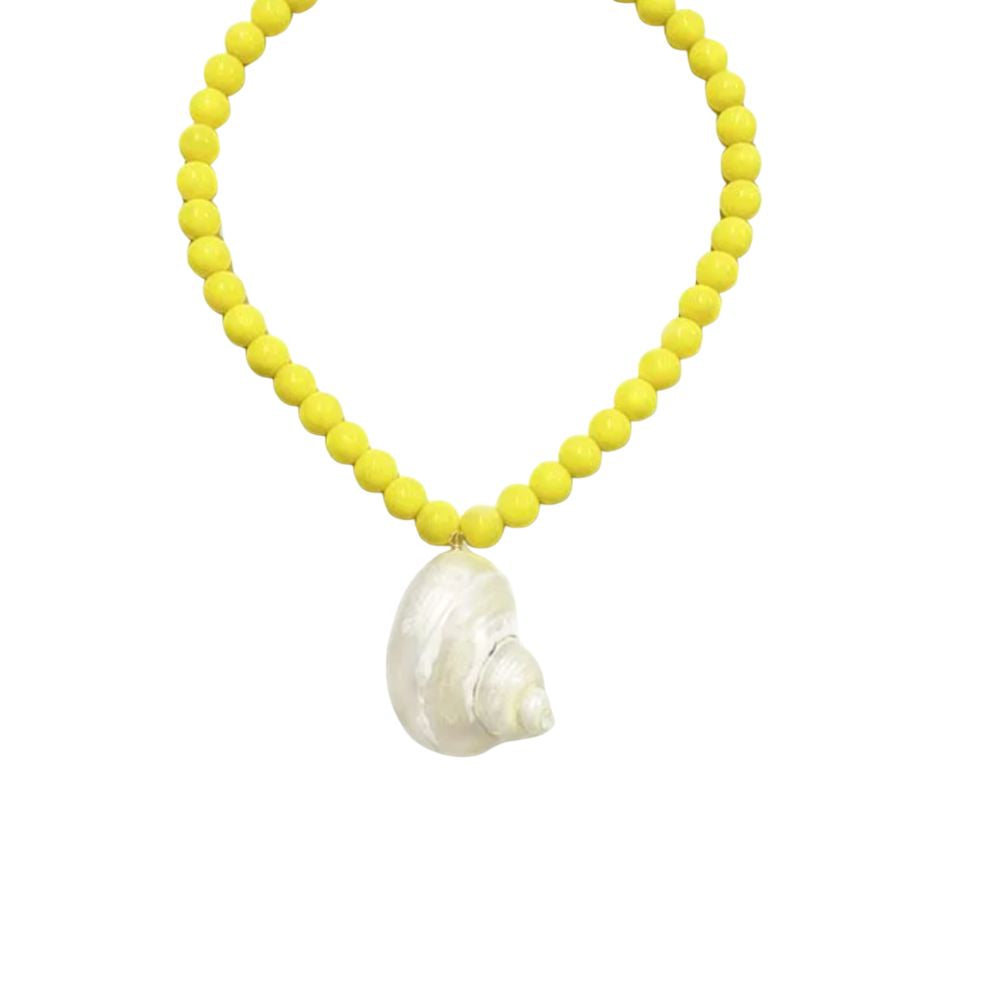 Yellow Beaded Shell Necklace