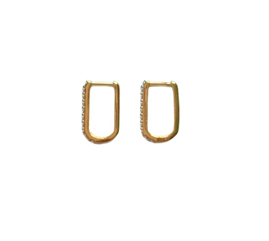Pave Rectangular Hoops