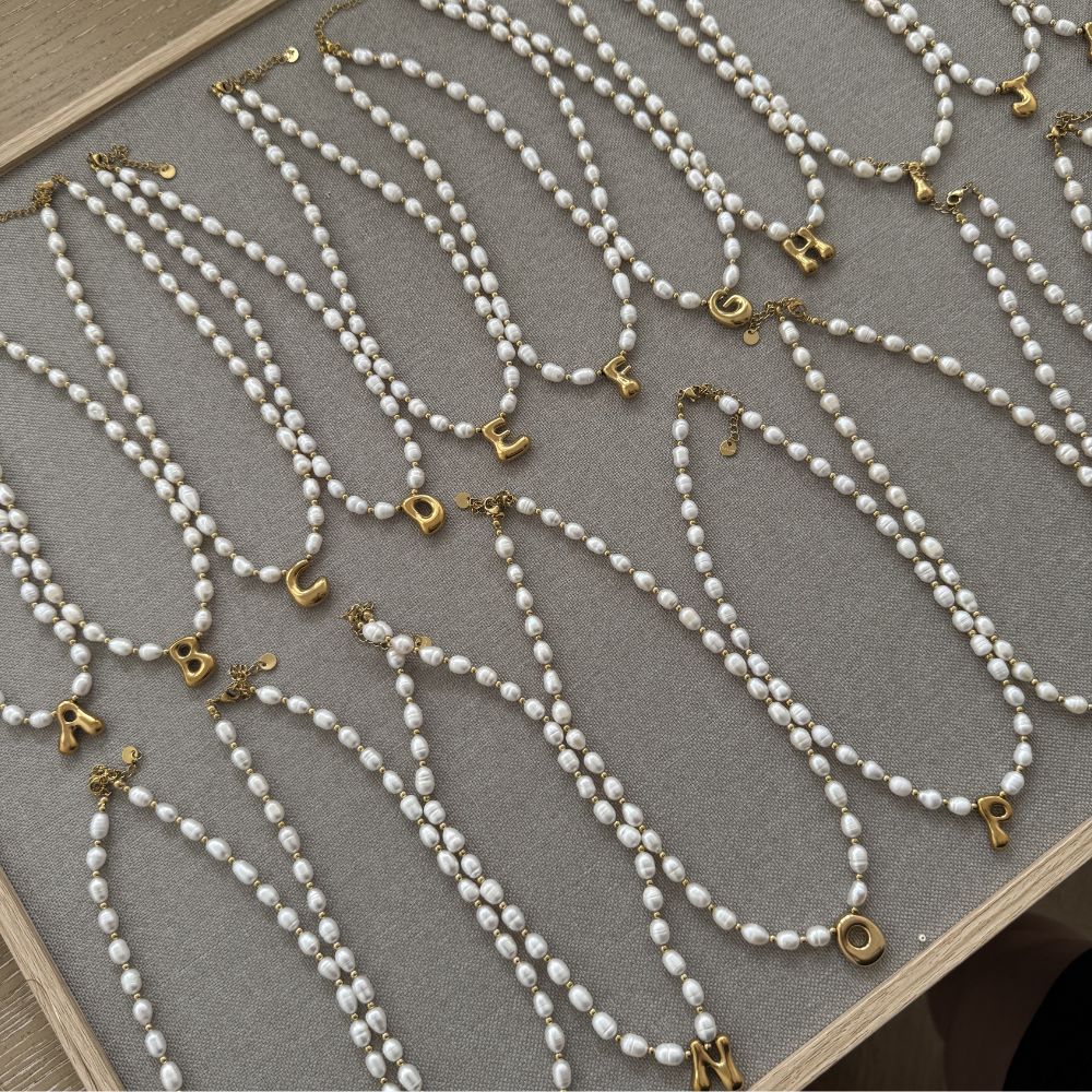 Bubble letter necklace- Gold