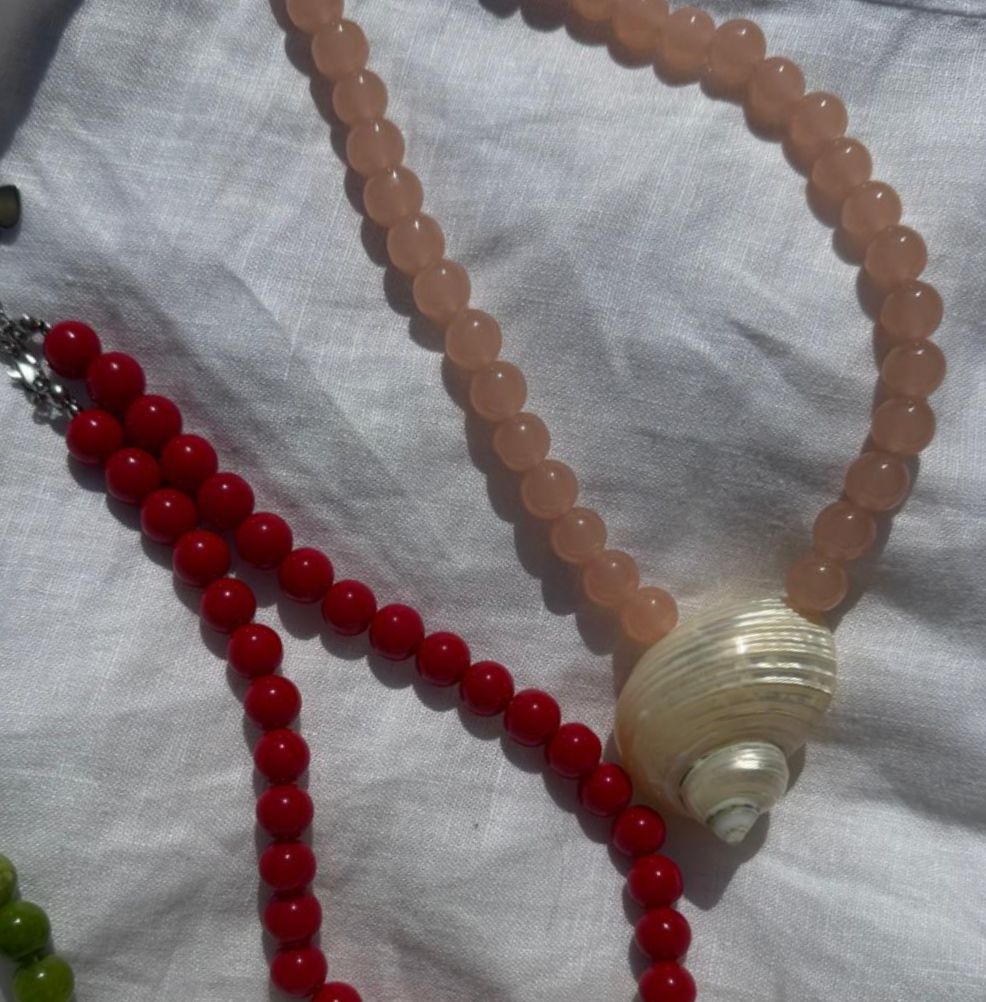 Green Beaded Shell Necklace