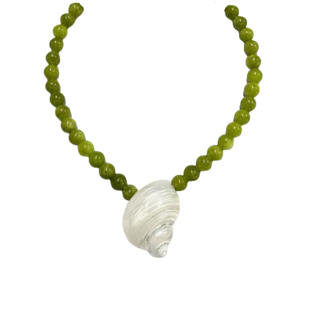 Green Beaded Shell Necklace