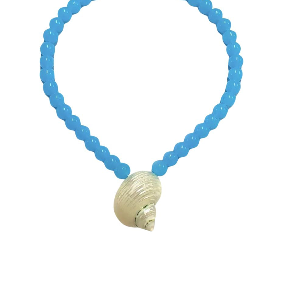 Light Blue Beaded Shell Necklace