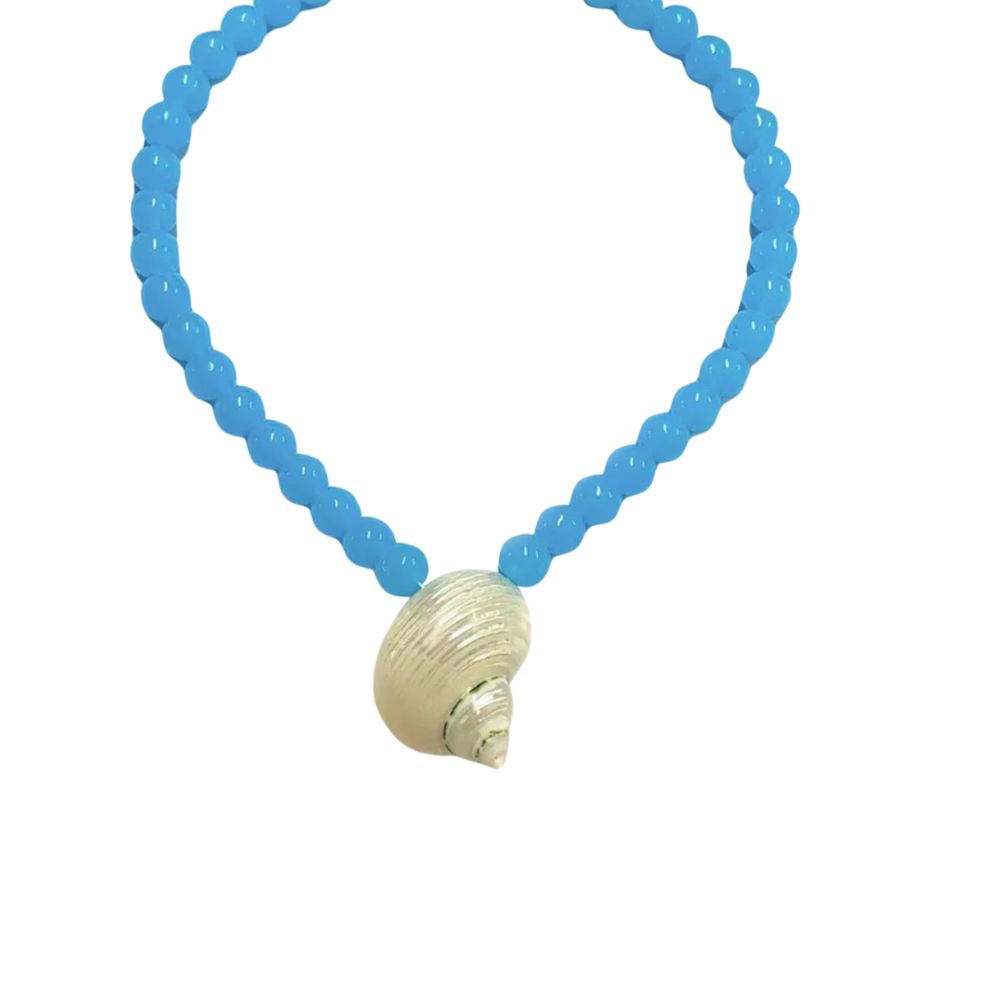 Light Blue Beaded Shell Necklace