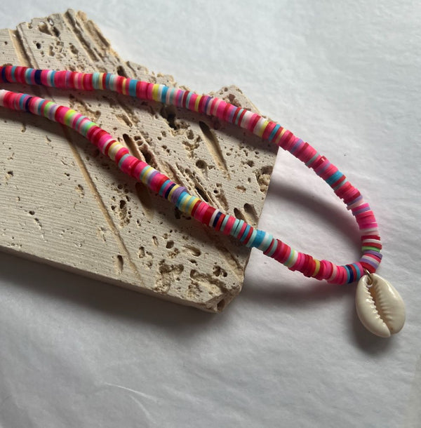 SS MULTI BEAD AND SHELL NECKLACE