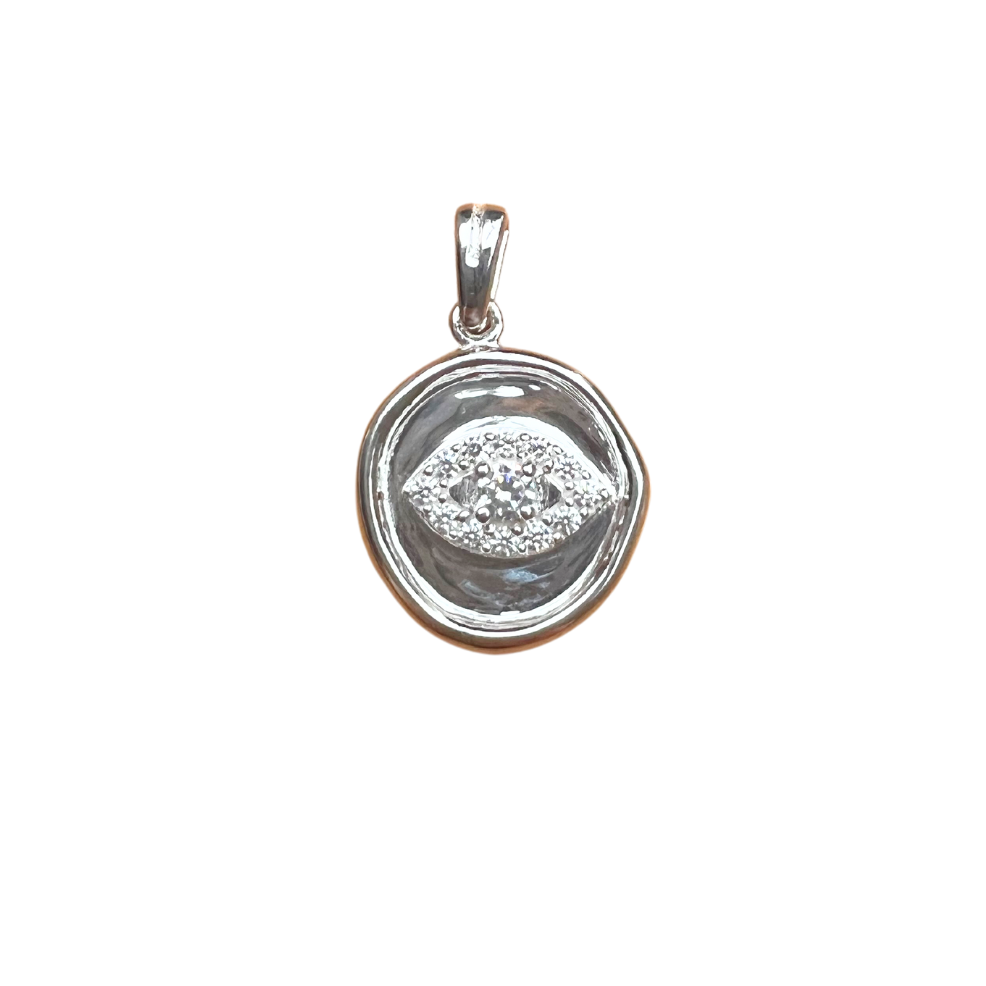 Crystal Evil Eye Pendant - Sterling Silver
