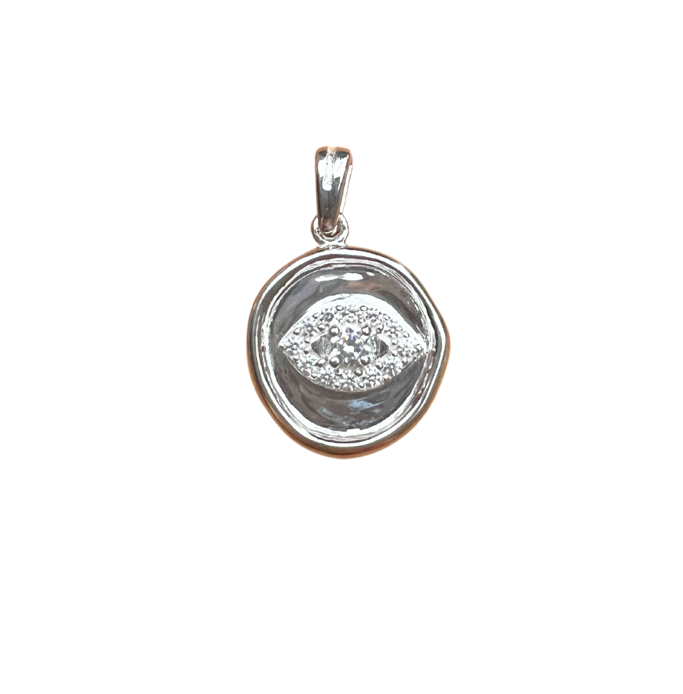 Crystal Evil Eye Pendant - Sterling Silver