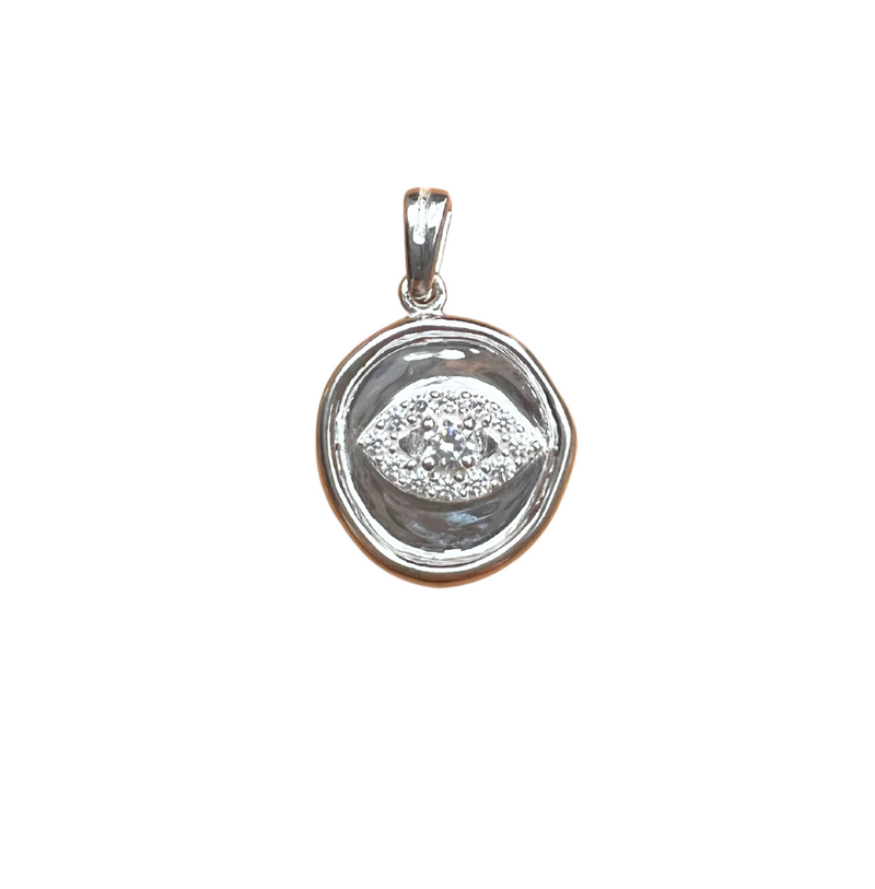 Crystal Evil Eye Pendant- Sterling Silver