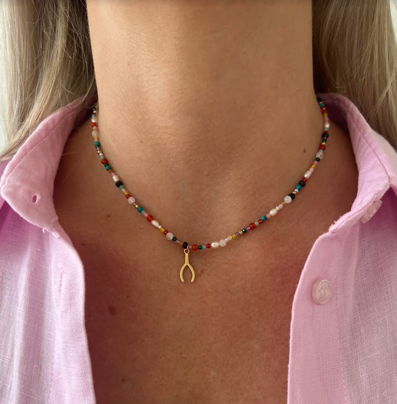 Wishbone Bead & Pearl Necklace