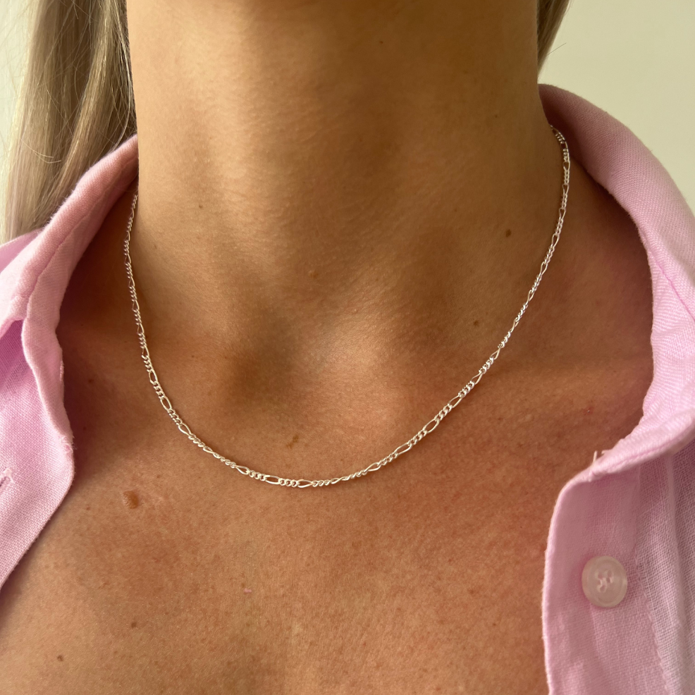 2.4mm Sterling Silver Figaro Chain Necklace