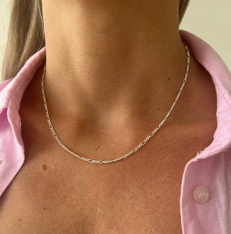 2.4mm Sterling Silver Figaro Chain Necklace