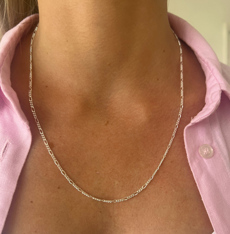 2.4mm Sterling Silver Figaro Chain Necklace