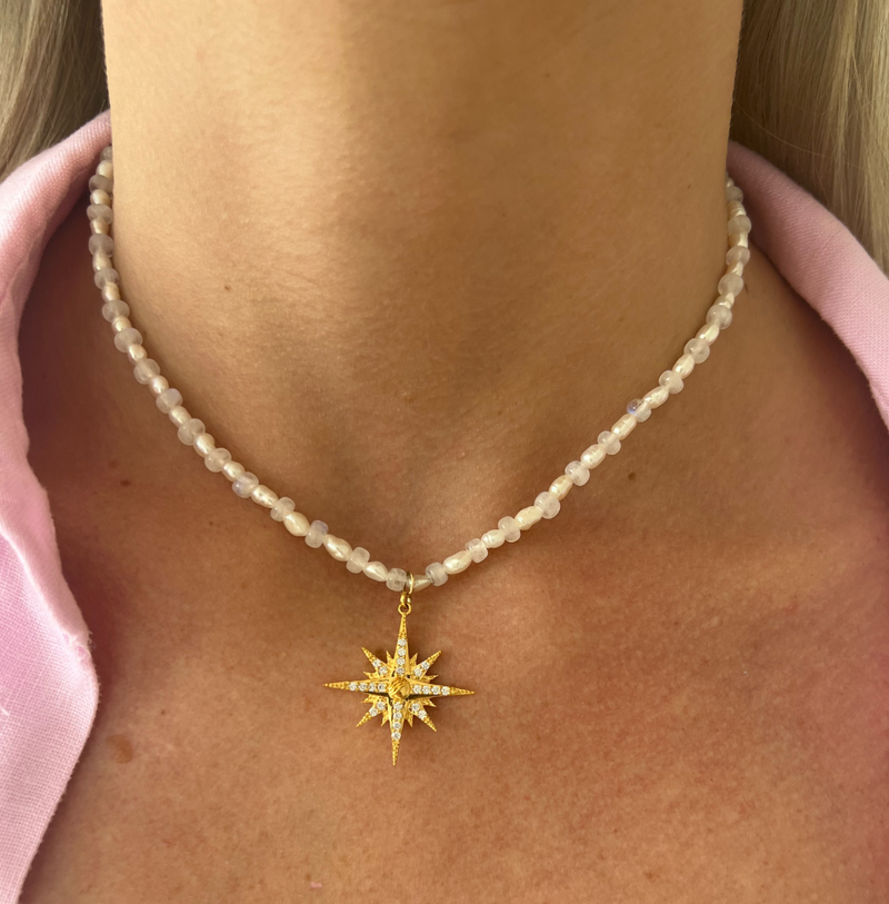 Astrid Pearl & Moonstone star necklace