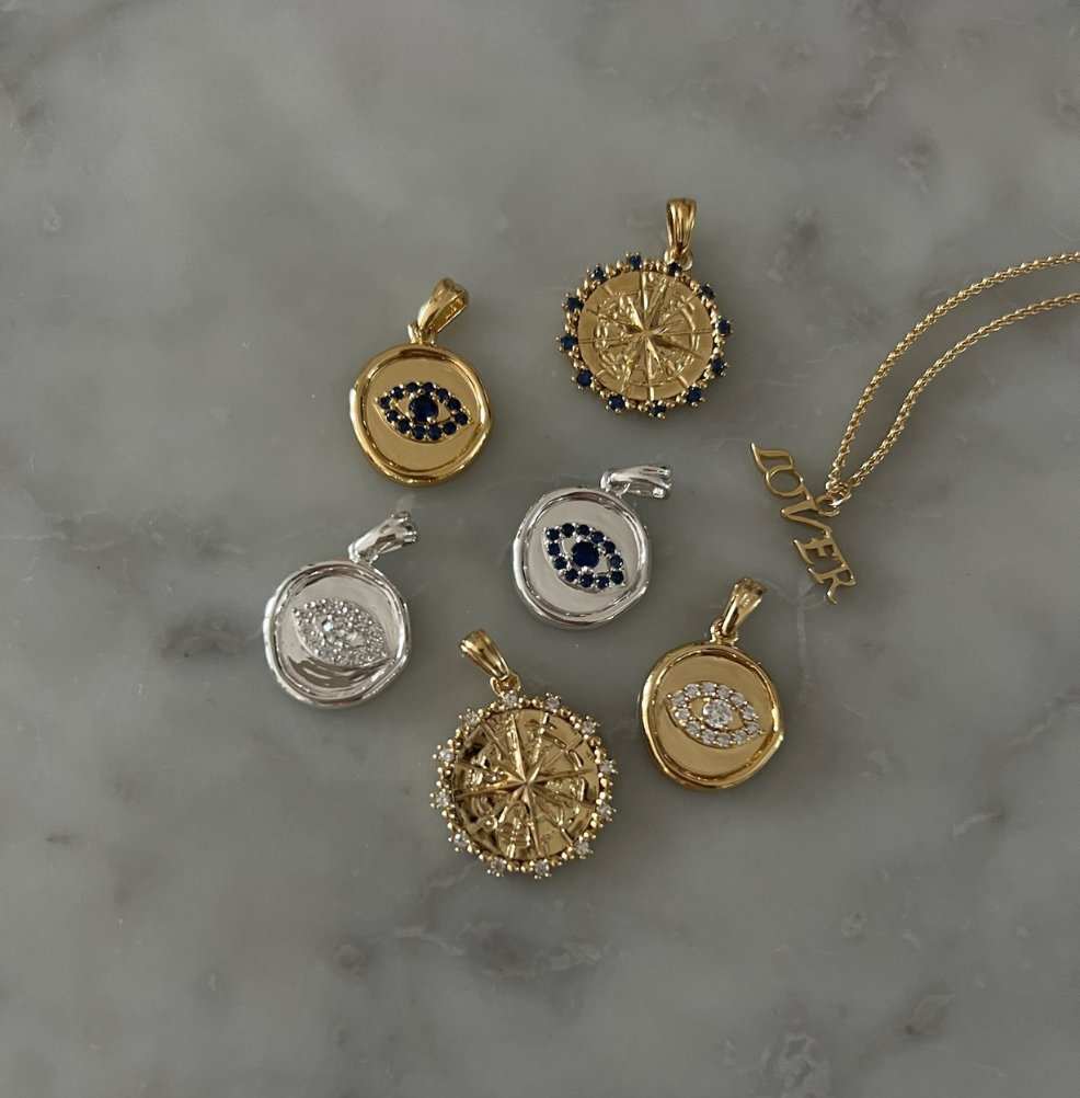 Blue Evil Eye Pendant - Sterling Silver