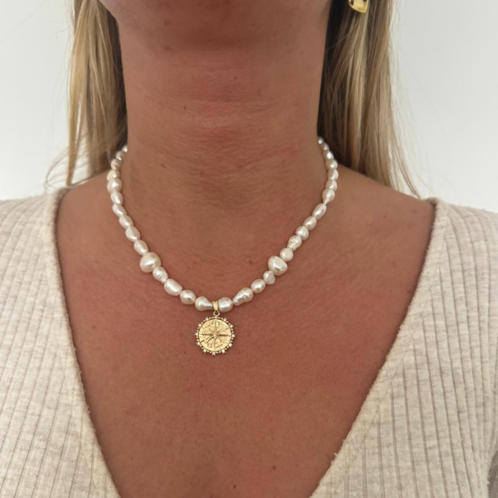 Compass Pearl Necklace