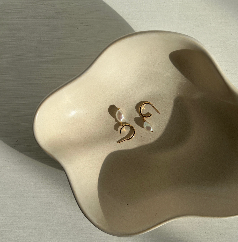 Betty Pearl Drop Hoops
