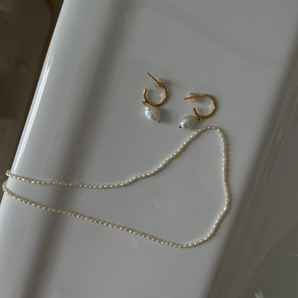 Betty Pearl Drop Hoops