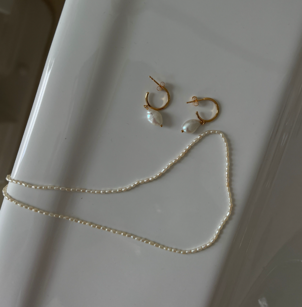 Betty Pearl Drop Hoops