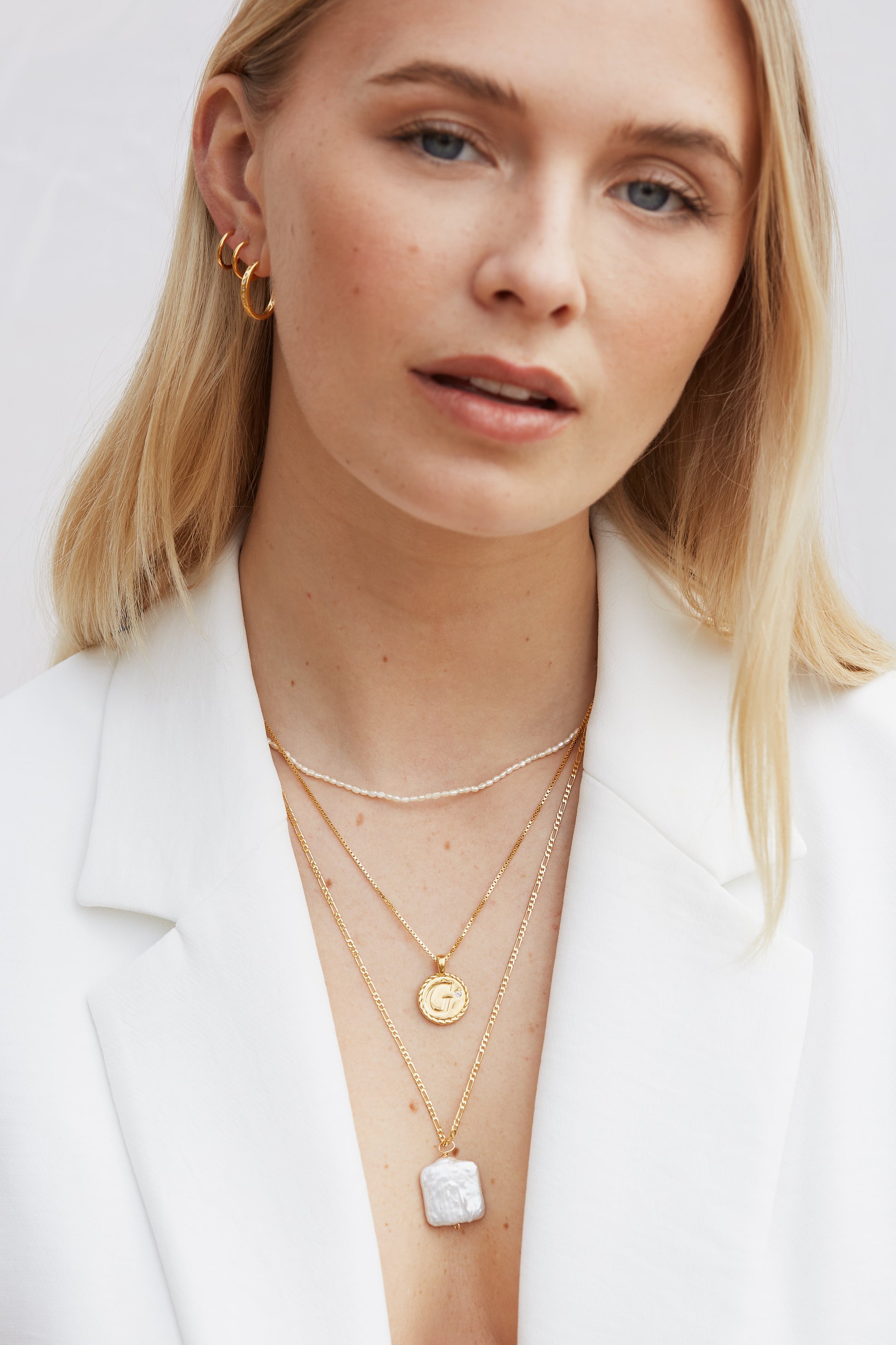 The White Topaz Letter initial Necklace