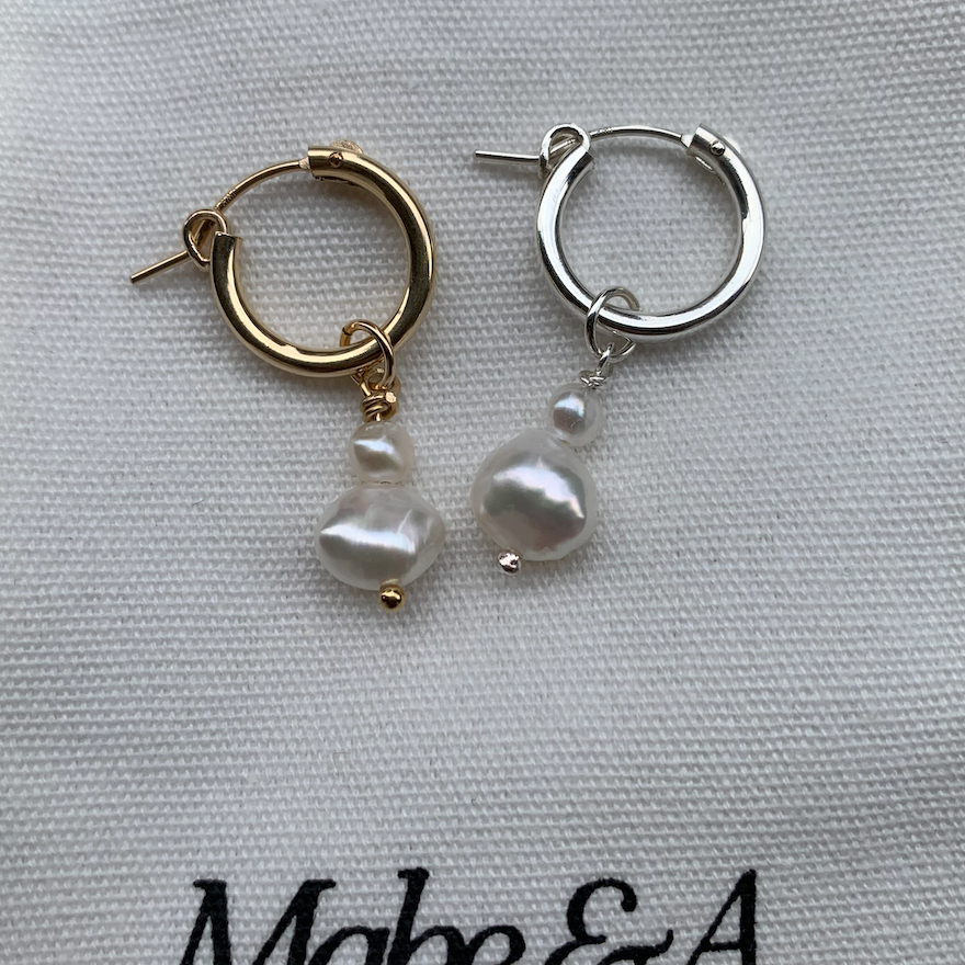 Elsie Pearl Drop Hoops