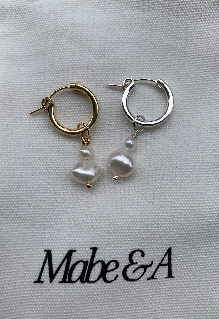 Elsie Pearl Drop Hoops